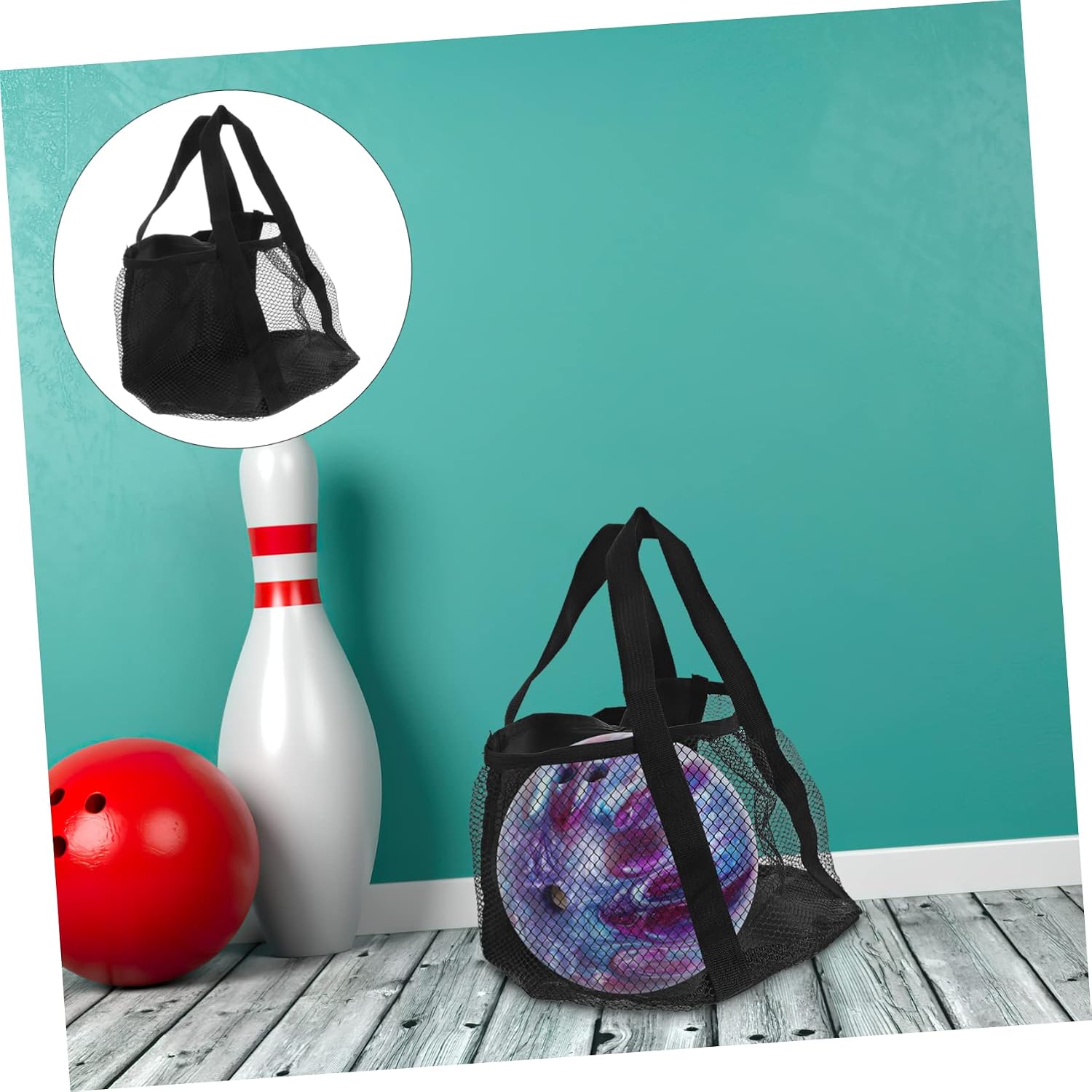 Large Single Bowling Ball Tote Bag Mesh Design Durable Sports Carrier for Outdoor Use Convenient Handle for Effortless Transport