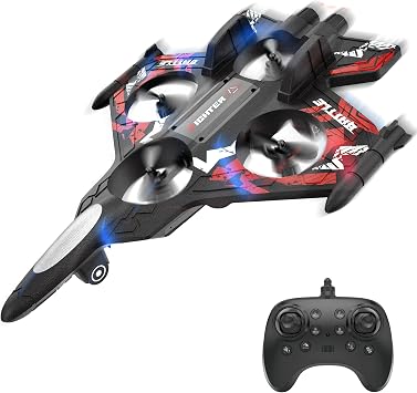 BEZGAR Drones for Kids | 2.4GHZ RC Plane | Remote Control Airplane, Mini Stunt Plane Helicopter, 360 Flip Fighter Jet Toy with Colorful LED Navigation Lights Red, Toys for ages 8-13