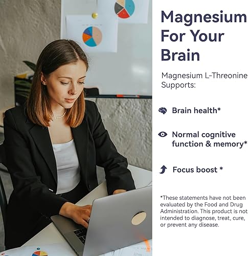 Miniatura 2 de L-treonina de magnesio, suplemento de magnesio de alta absorción, treonina de magnesio de 1900 mg para la salud del cerebro, soporte de memoria, sin