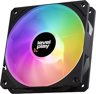 Levelplay 컴뱃 팬 CF120 – 120mm ARGB Gen 2 팬 (3핀 ARGB, 4핀 PWM) 링 연결 블레이드 포함 (53 CFM, 1.7 mmH2O), 조용한 성능 0–26dBA, 0–1800 RPM ±10% - 블랙