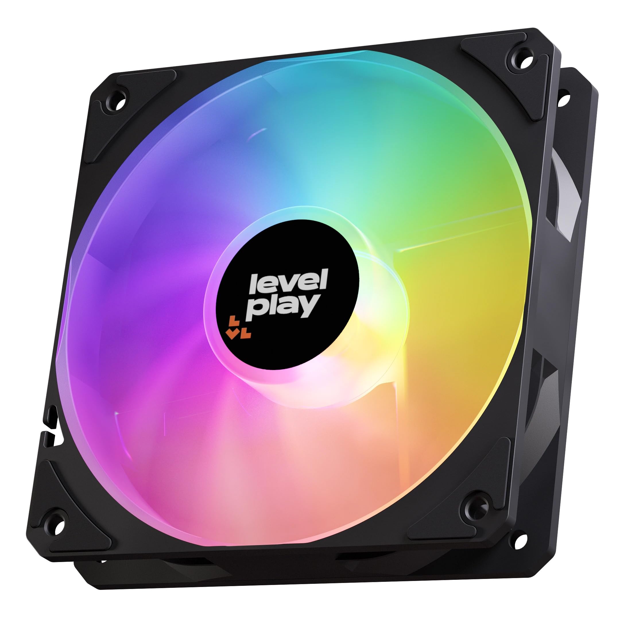 Levelplay Combat CF120 PC Fan – 120mm ARGB Gen2 PC Fan (3-Pin, PWM 4-Pin) with Ring Connected Blades (53 CFM, 1.7mmH2O), Quiet 0~26 dB(A), 0~1800 RPM ±10% - Black