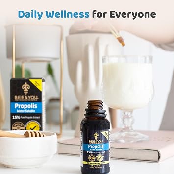 Bee and You Natural Pure Propolis Extract Water Soluble, Bee Propolis,High Potency, Ultra Pure Immune Support Supplement, Antioxidants, Detox, Gluten-Free, 1 Fl Oz