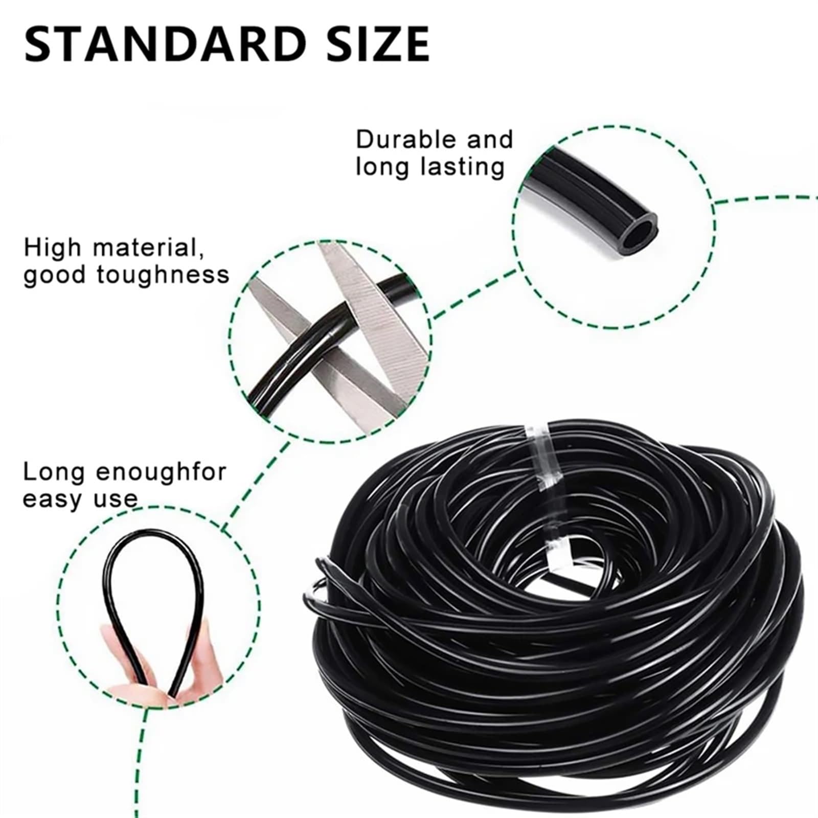 Tubo for irrigazione da giardino 10/20/40M 1/4 "4/7mm in PVC Micro for a goccia Sprinkler Prato Piante Fiore for serra per Giardini, Acquari(40m)