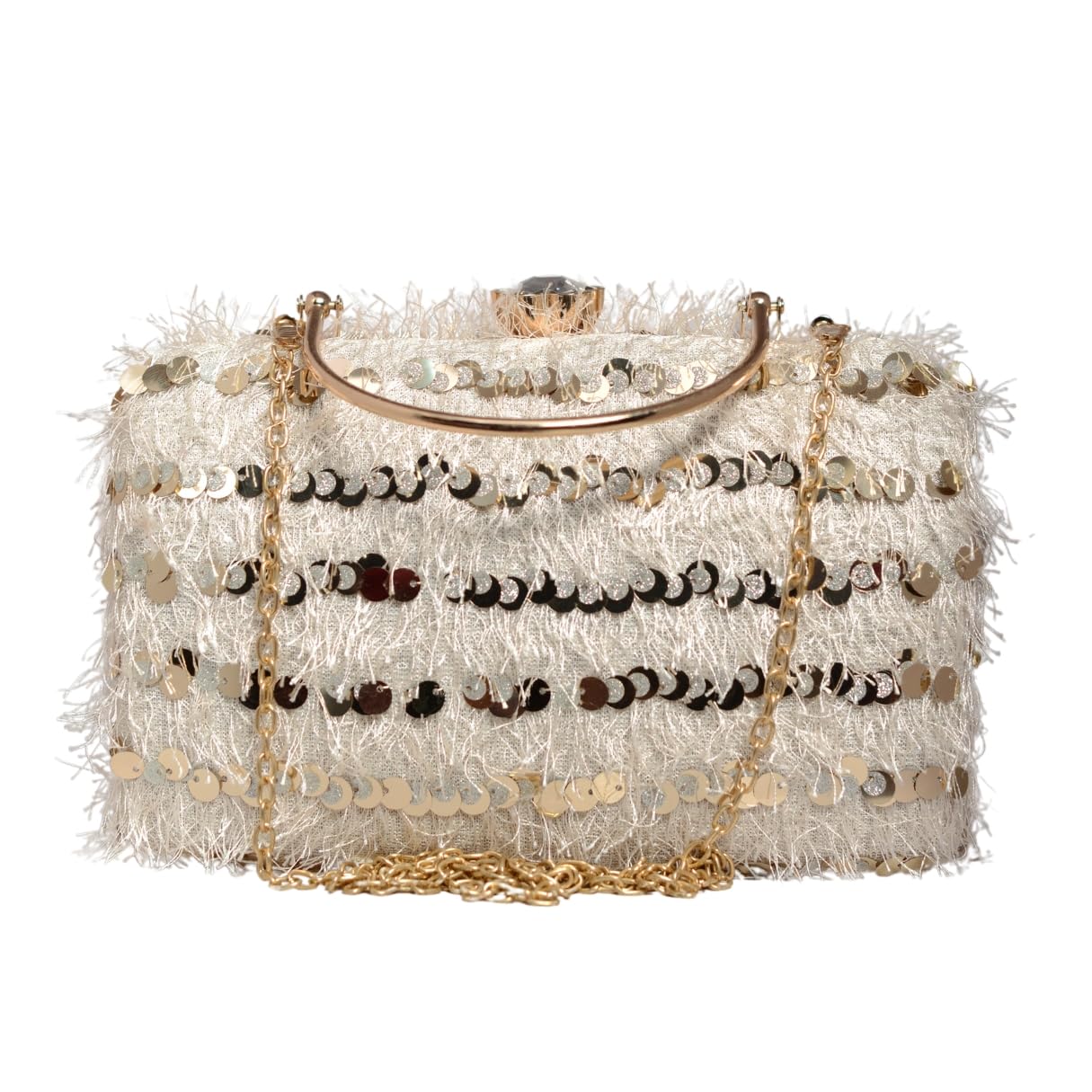 artklim Sequins Embroidery Velvet Party Clutch Bag For Women | Wedding Clutch Purse With Detachable Chain Sling Strap-picture-14