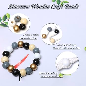 木製ダークブラウンビーズ Amazon.co.jp: 100ピース 20mm ウッドビーズ 大きな穴 カラー