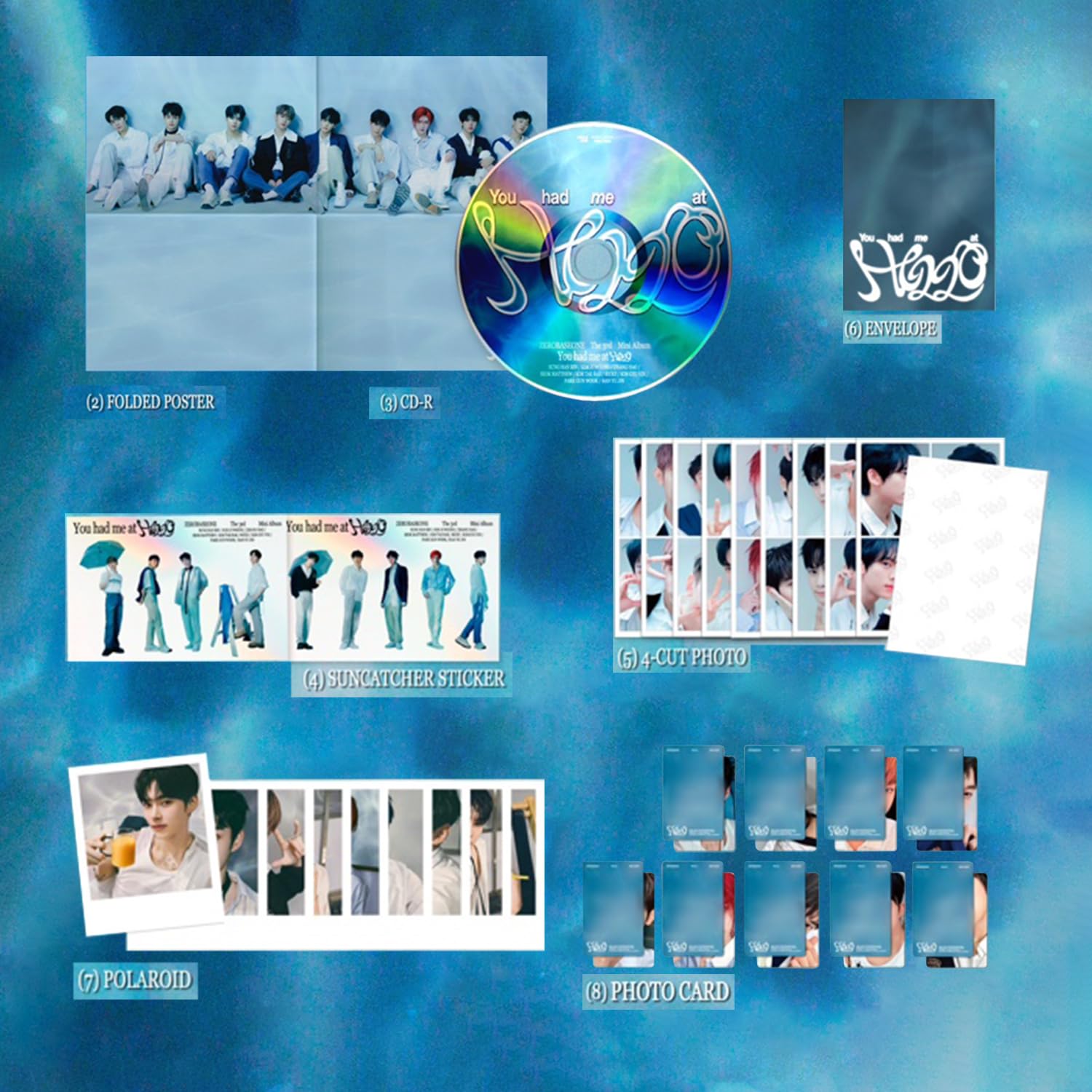 ZEROBASEONE - 3rd MINI ALBUM [You had me at HELLO] ( SUNSHOWER Ver.) Photobook R + Envelope + Photocard + 4-Cut Photo + Suncatcher Sticker + Polaroid + 5 Extra Photocards