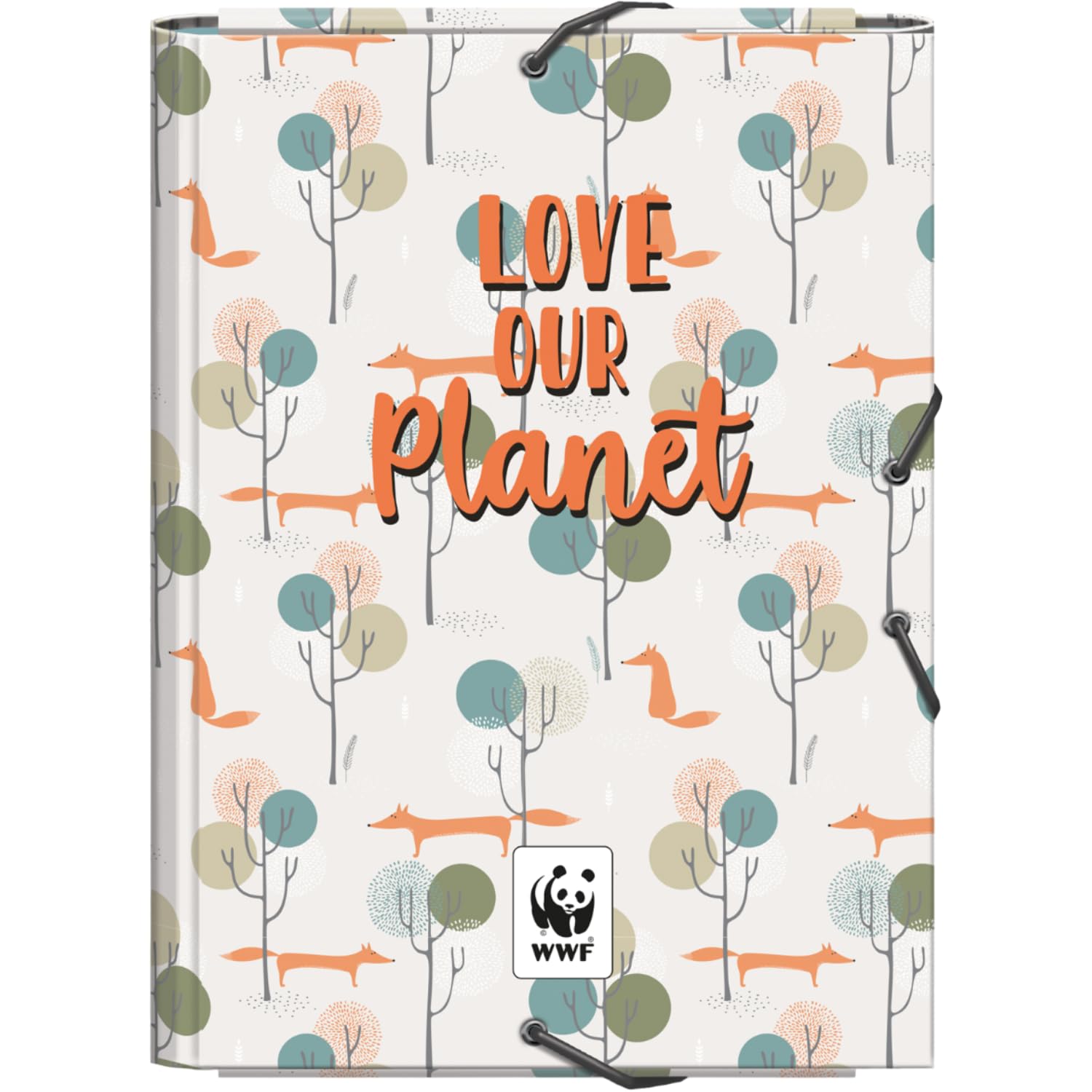 Dohe - Carpeta Escolar Solapas y Gomas - Tamaño Folio 26,5x35 cm, Capacidad 100 Hojas, Tapa Dura de Cartón, Portafolios Vuelta al Cole, Material Escolar - WWF Love Our Planet