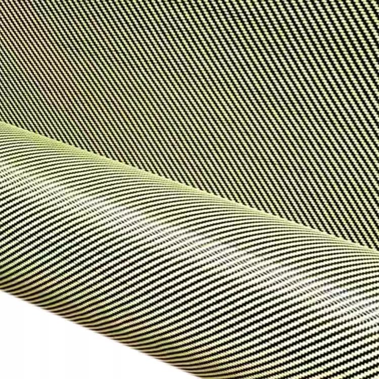 Tissu carbone Kevlar 3K jaune 200g/m² en rouleau de 100x100 cm pour stratification