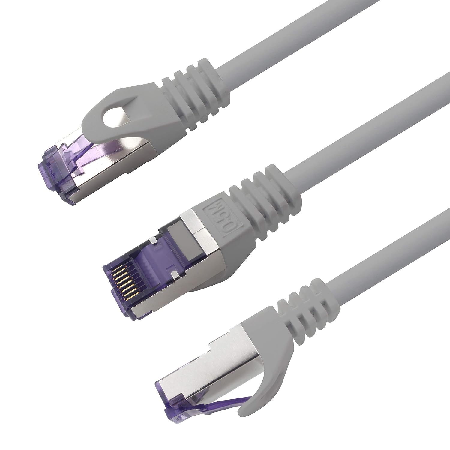 1aTTack.de Cat.7 LAN ethernet Cable 2m - Grey - Cat7 LAN Network 10GBASE-T - 10000 Mbps (Sftp Pimf) Double Shielded patchcable RJ45 Plug Cat.6a