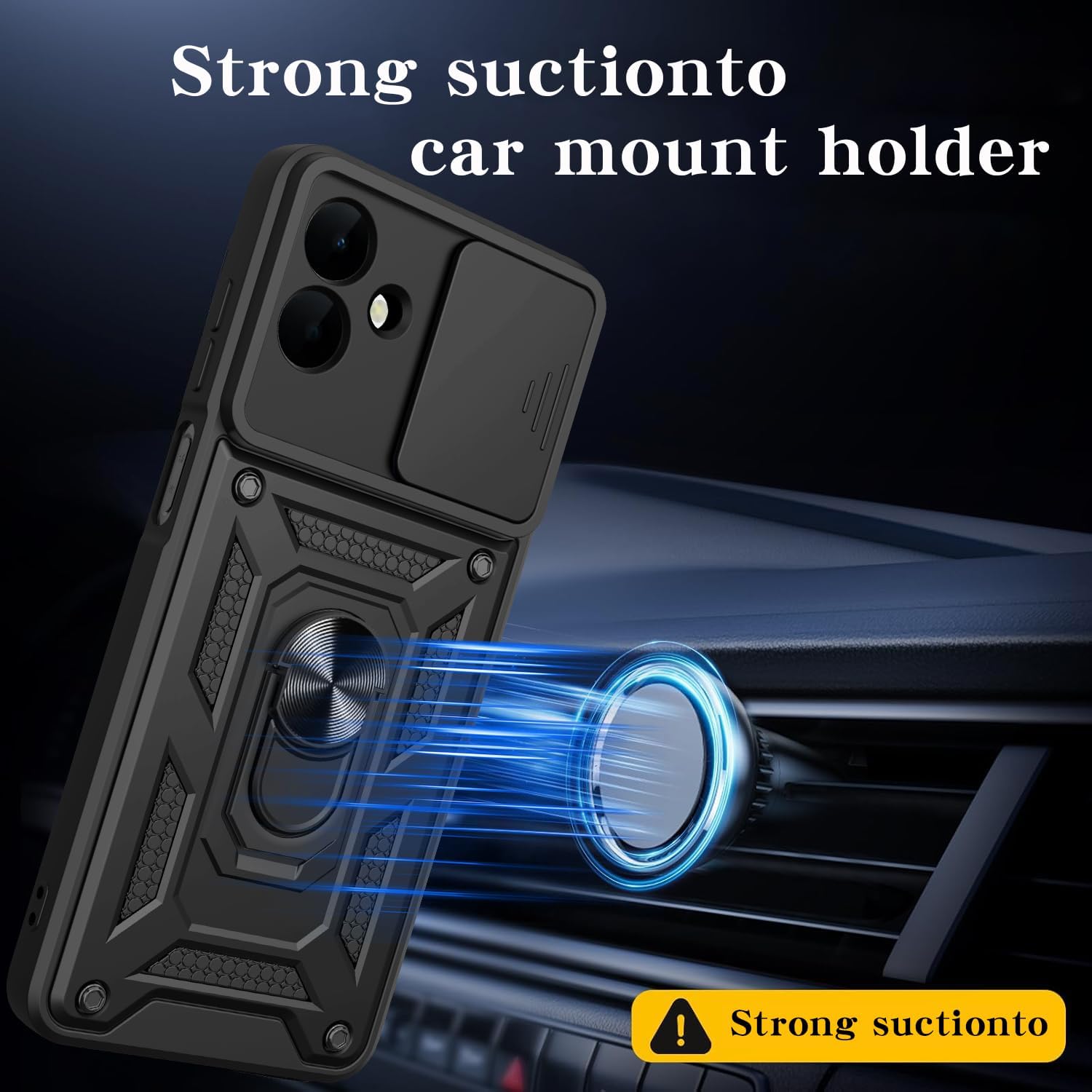 for Samsung Galaxy A07 Case with [2 Pack] Tempered Glass Screen Protector, for Galaxy A07 4G Heavy Duty [Military-Grade] Protective，with Lens Protects Kickstand Ring Holder Holder Phone Case