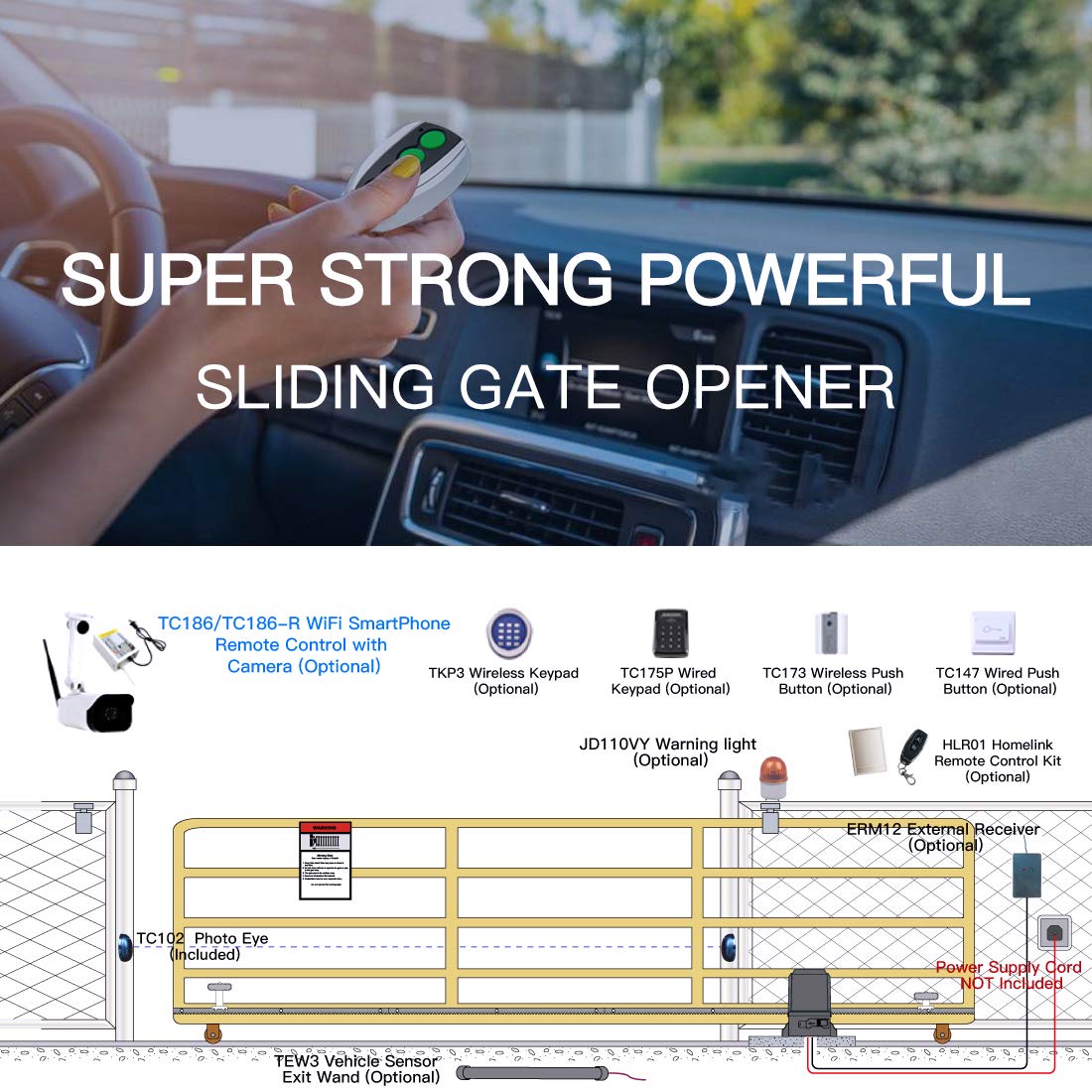 TOPENS RK2600 Automatic Sliding Gate Opener Kit Industrial Commercial 1