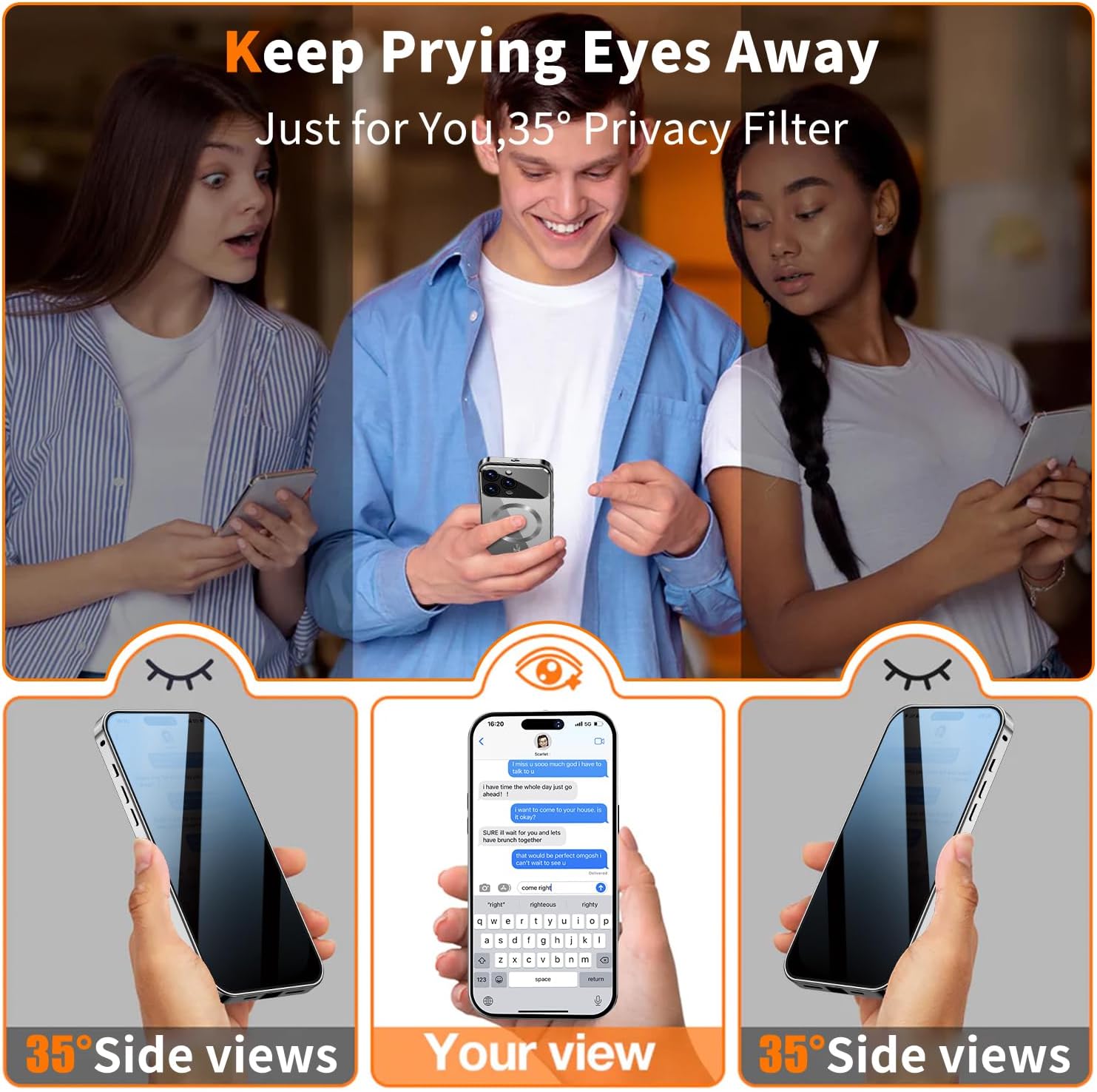 [Full Camera Protection& Mechanical Lock]Magnetic Privacy Case for iPhone 16 Pro Max[Compatible with MagSafe] [CD Metal Ring]Full Body Shockproof Metal Bumper, 9H Anti Peeping Glass Cover-Grey - Image 5