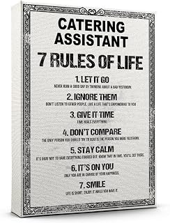 Customize Name Catering Assistant Poster Wall Art - 7 Rules of Life Poster Print, Motivational Wall Art, Catering Assistant Canvas for Office, Gym 27AZ360