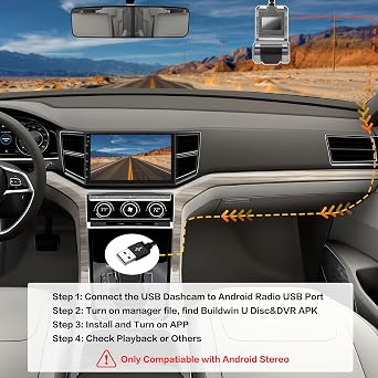 Hikity USB DVR On-Dash Camera - Loop Recording Dash Camera for Cars with 32GB SD Card 24H Parking Mode Driving Recorder LDWS FCWS Dash Cam for Android Radio Stereo GPS DVD