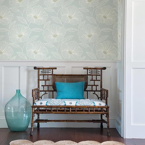 A-Street Prints 2764-24321 Mythic Floral Wallpaper, Seafoam