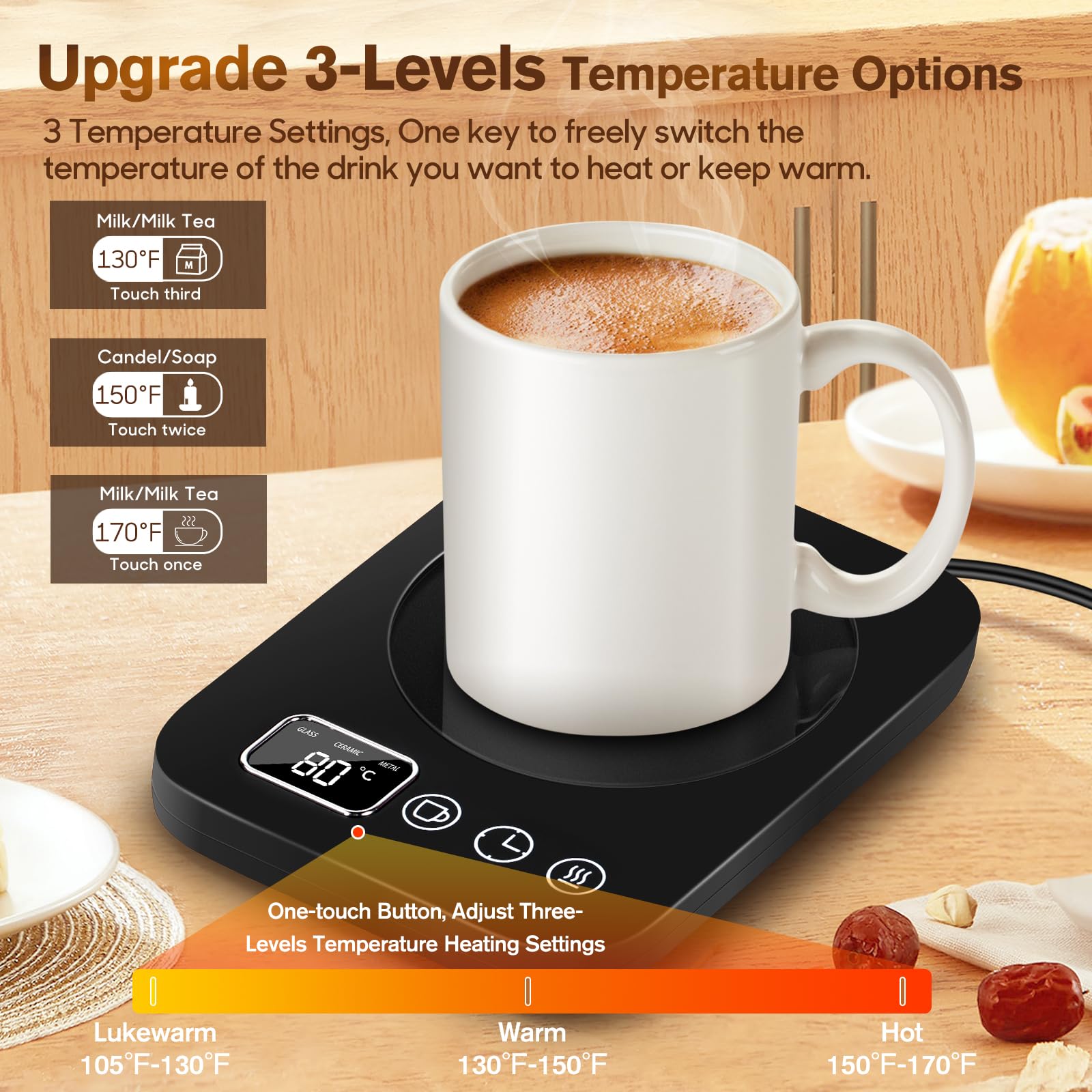 Calentador de Tazas de Café, Calentador de Tazas Inteligente con Encendido Apagado Automático, Sensor de Gravedad, Apagado Automático de 4 Horas