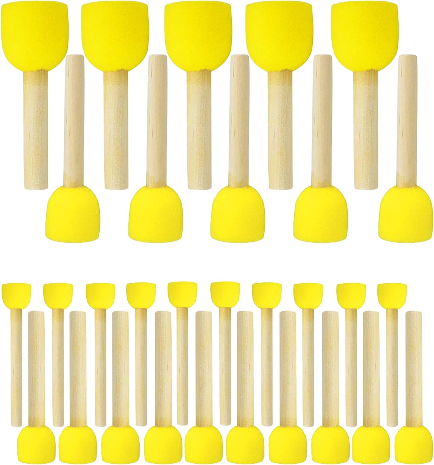 WAFJAMF 30 Pcs Assorted Size Round Sponges Brush Set 4 Sizes DIY Painting Tools- Yellow