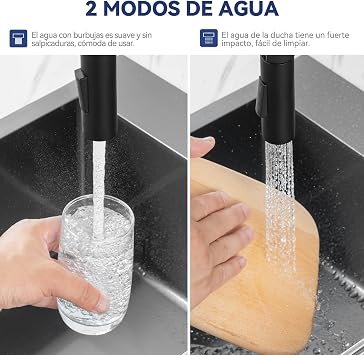 CECIPA Pull-out Kitchen Tap, Extendable Kitchen Faucet with Two Water Outlet Modes, High Arc Mixer Kitchen Tap, 360° Swivel Mixer Tap, Black