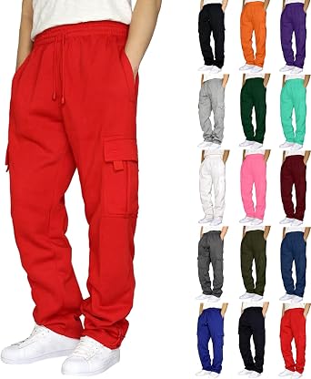 Cargo Sweatpants for Men Casual Fleece Joggers Athletic Workout Hiking Drawstring Sweat Pants with Pockets