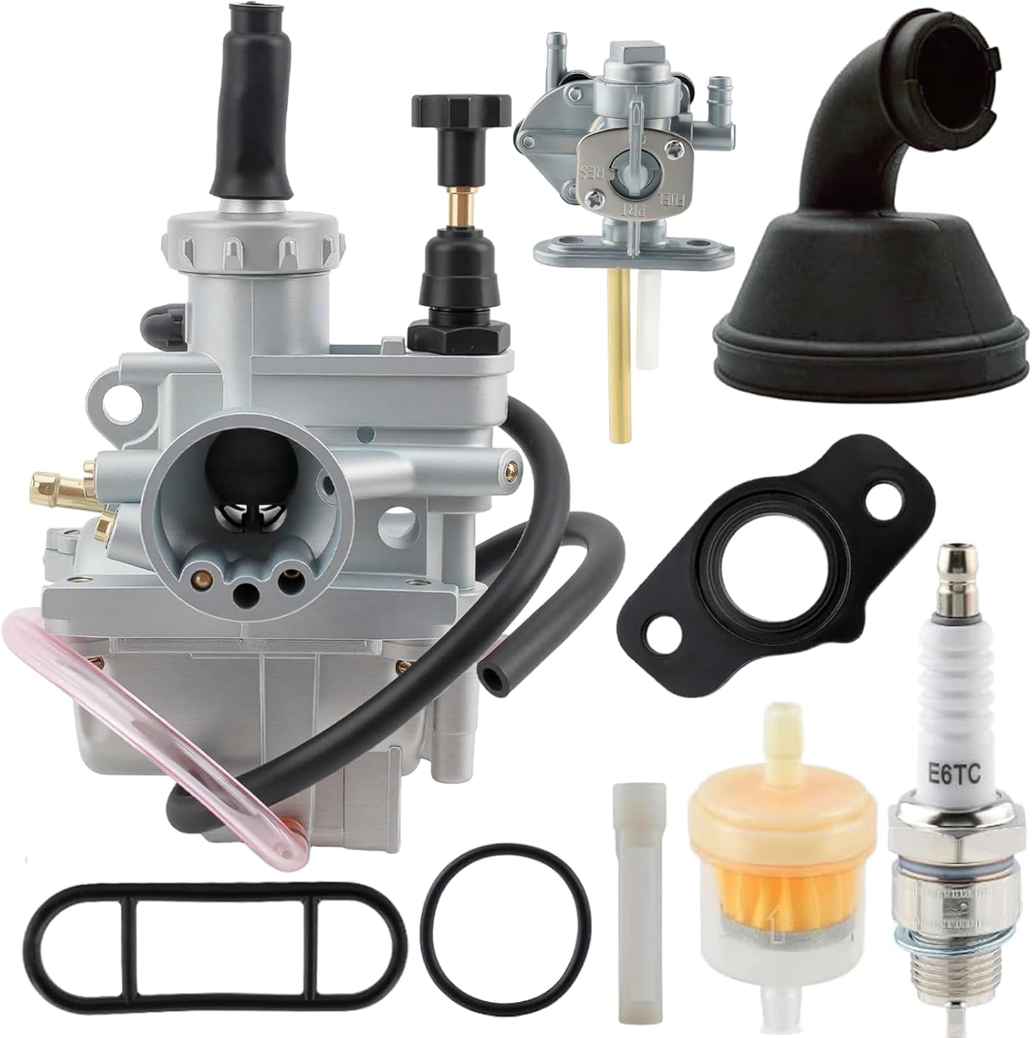 LT 80 Carburetor Compatible with Suzuki LT80 Quadsport ATV 13200-40B10 13200-40B00 1987-2006 Carb for Kawasaki KFX80 KSF80 15003-S005 2003-2006 with Spark Plug Intake Manifold Insulator Block Parts