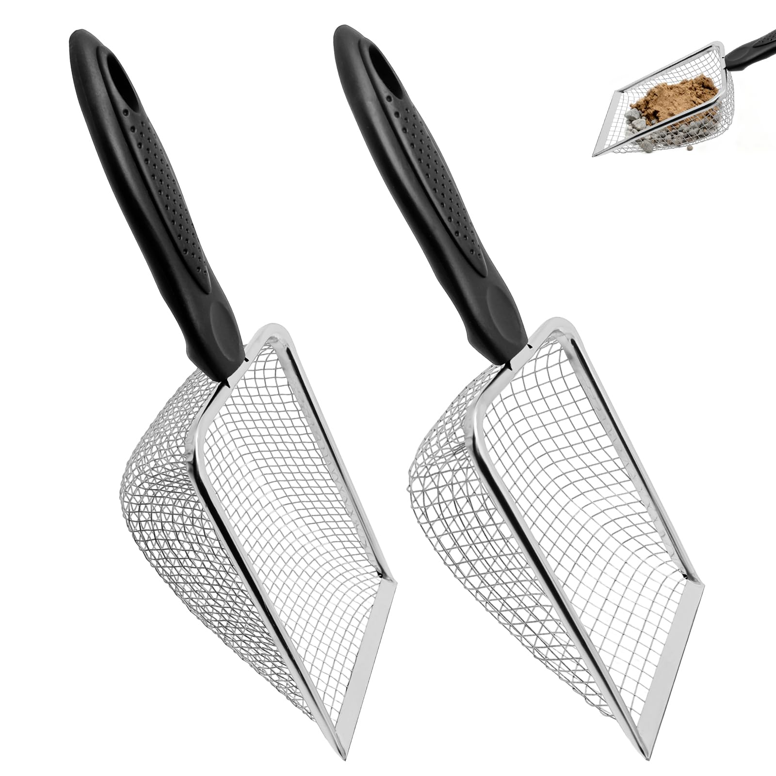 Cimown Garden Sieve for Soil and Stones, with Handle, 3.8/5mm, 2 Pcs
