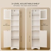 Vista 4 de Gizoon 67.1" Tall Bathroom Storage Cabinet with Adjustable Shelves, Narrow Tall Linen Tower with Open Shelves, Two-Way Doors Freestanding Cabinet