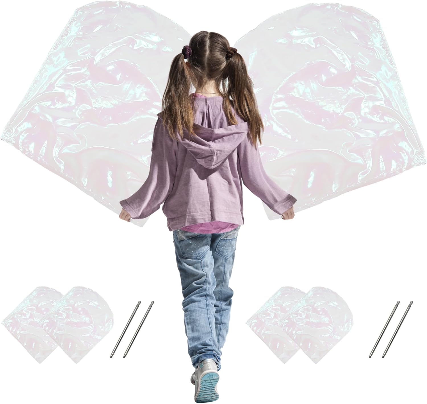 4 Pcs Set 32 inch Praise Dance Worship Flags with Scalable Rod for Adult Outdoor Practice Performance Semicircle Praise Church Flags for Worship Dance White