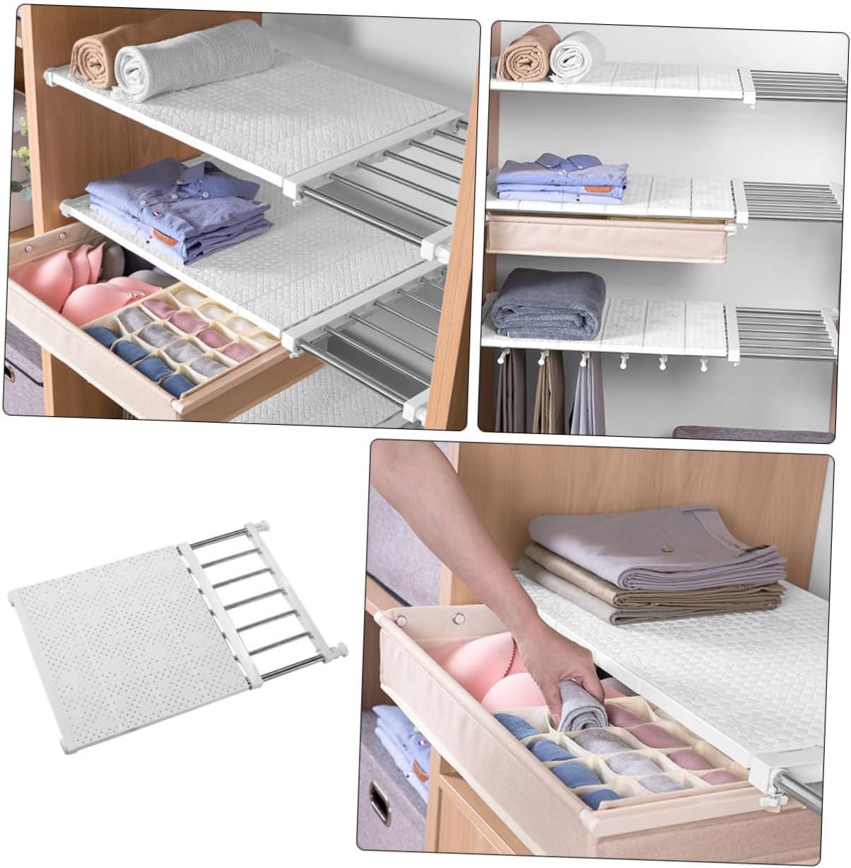1pc Divider Storage Rack for Wardrobe Punch Clothes Shelf Organizer Expandable Design for Home Wide