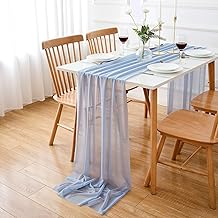 AOKSUNOVA Chiffon Table Runner Wedding Table Runner Blue Chiffon 70 x 300 cm Washable
