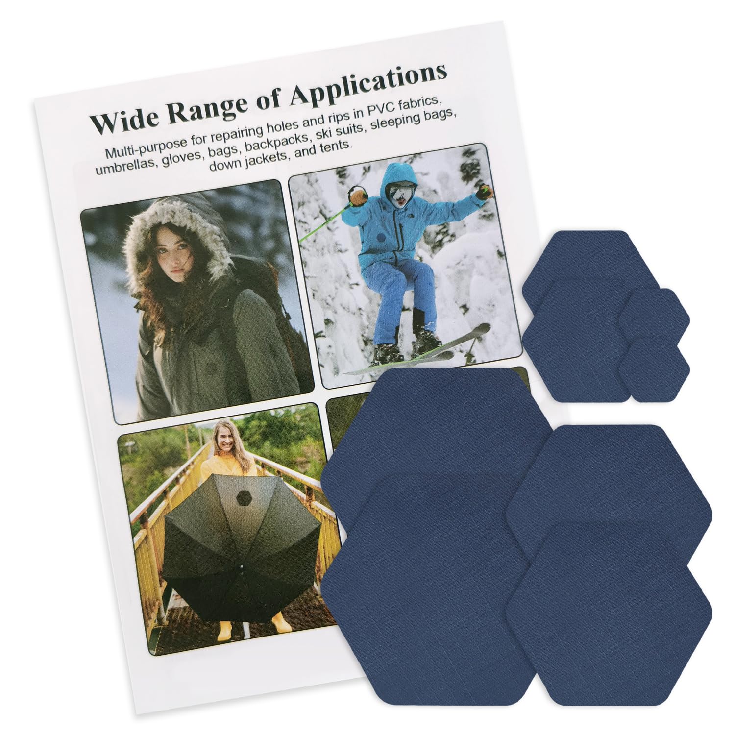 J.CARP 8PCS Nylon Repair Patches, Self Adhesive & Waterproof Patches, Nylon Repair Patches for Down Jacket, Clothing, Holes, Tents, Sleeping Bags,