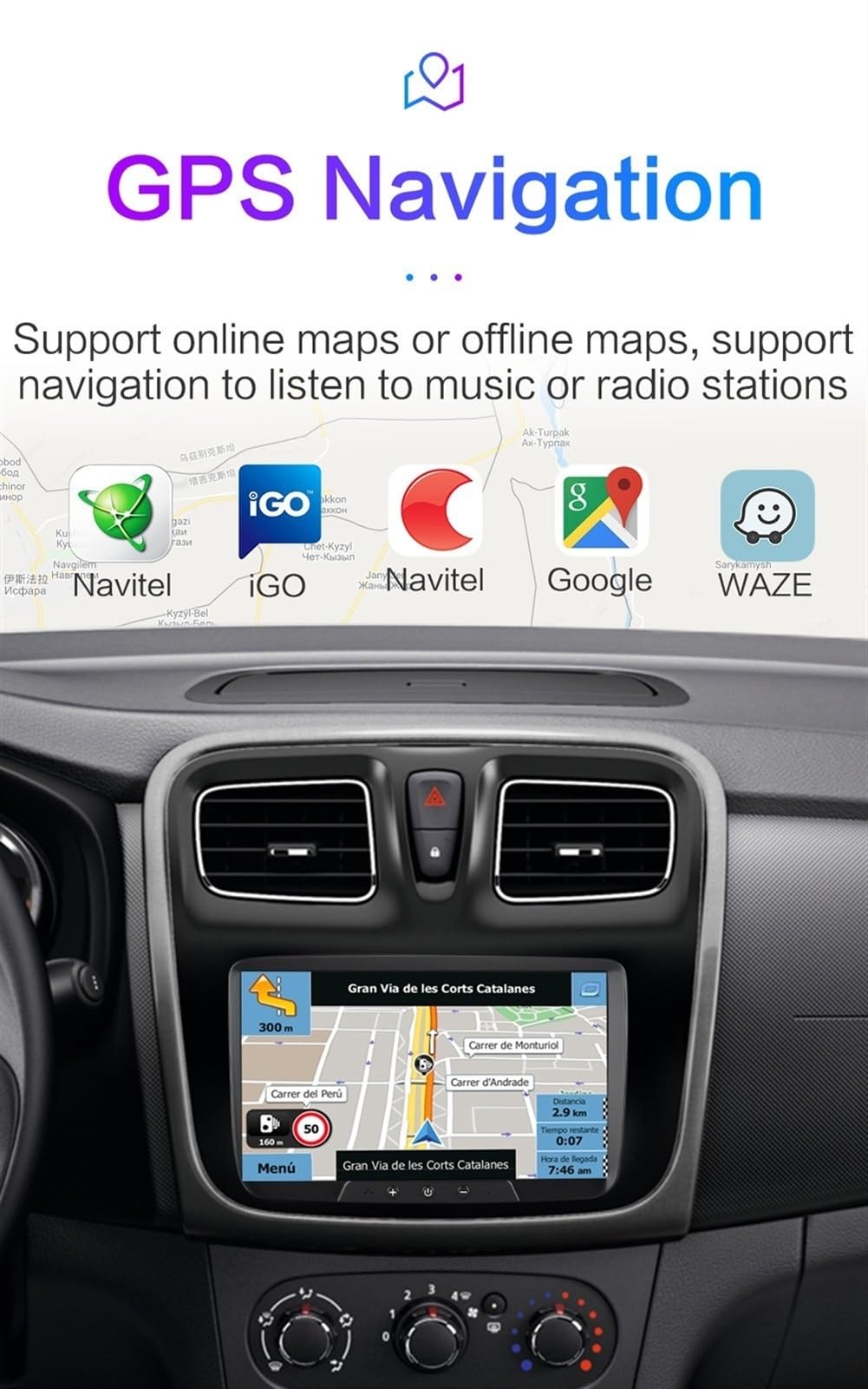 Radio samochodowe 2 Din z Androidem, dla Dacia, Sandero