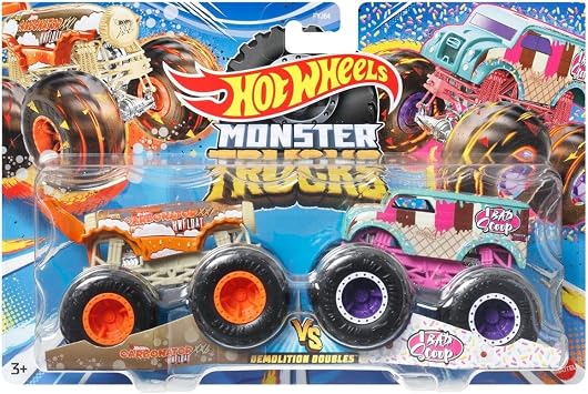 Hot Wheels Monster Trucks Carbonator Vs 1 Bad Scoop, Demolition Double