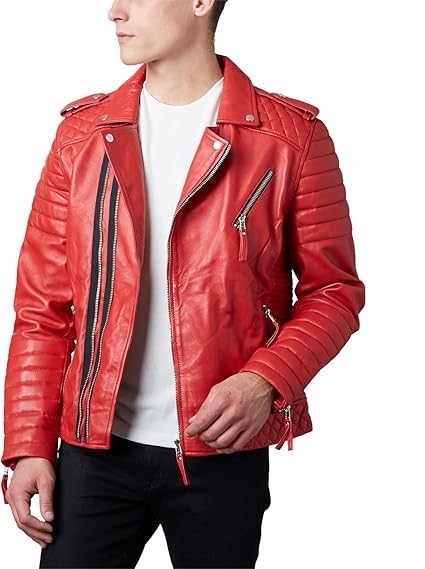 red quilted leather jacket