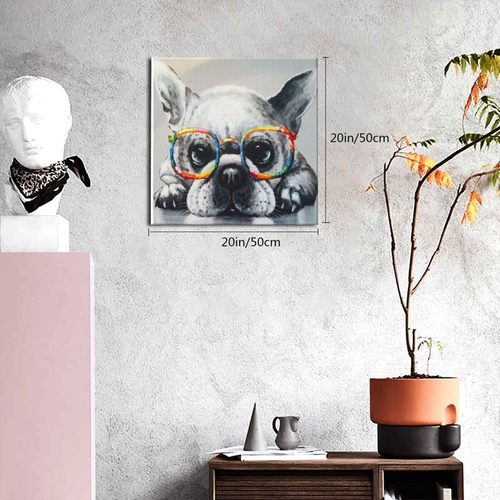 Amazon.co.jp: 油絵 油彩 パグ フレンチブルドッグ 犬柄 アート