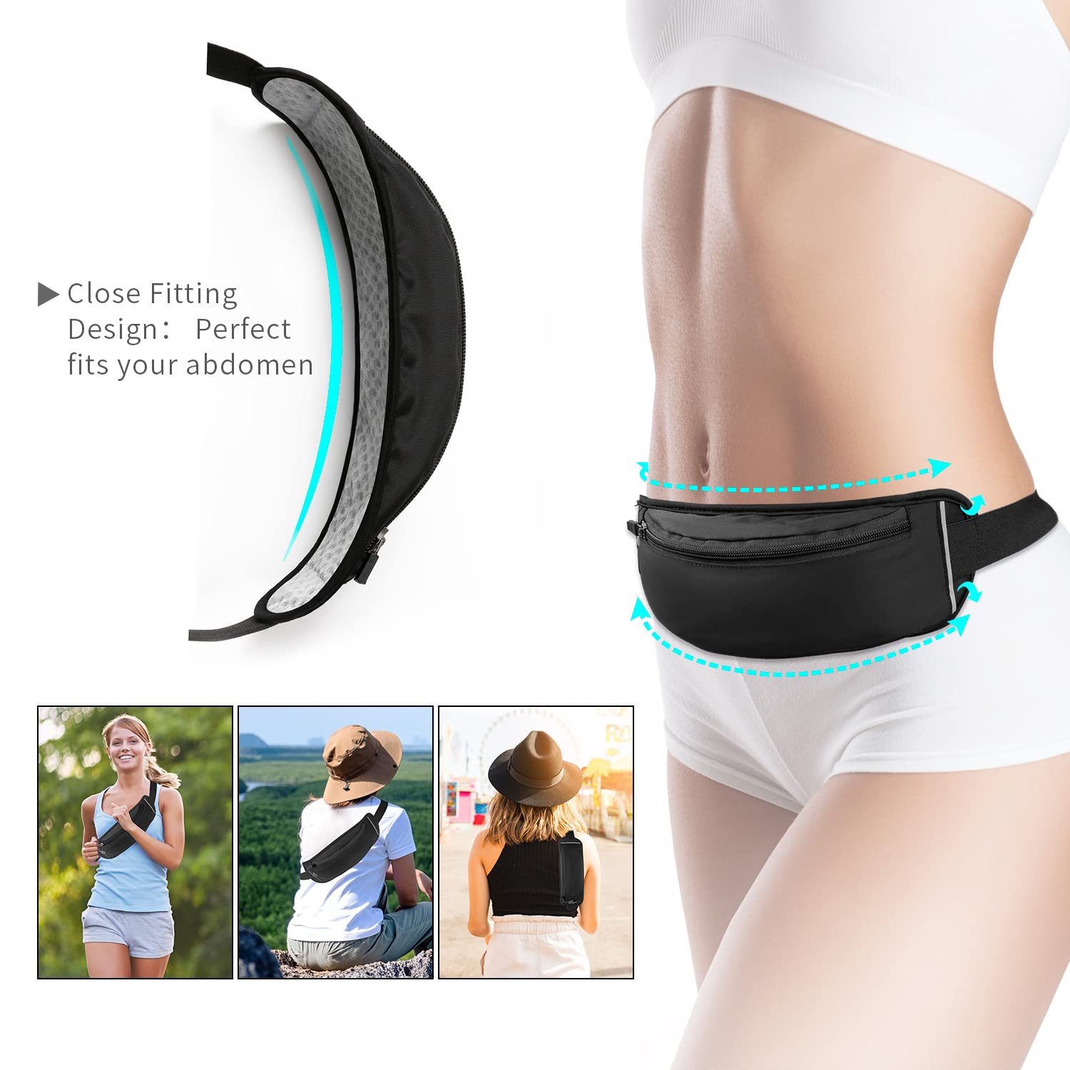 MYCARBON Marsupio Sportivo Cintura Da Corsa Leggera Impermeabile Per Smartphone Sotto 6 Pollici Nero