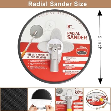 Pole Sander for Drywall, 9 Inch Radial Sander with Pole, Adjustable Wall Sander for Painting Prep, Drywall Pole Sanding Tool with Replaceable Sanding Pads