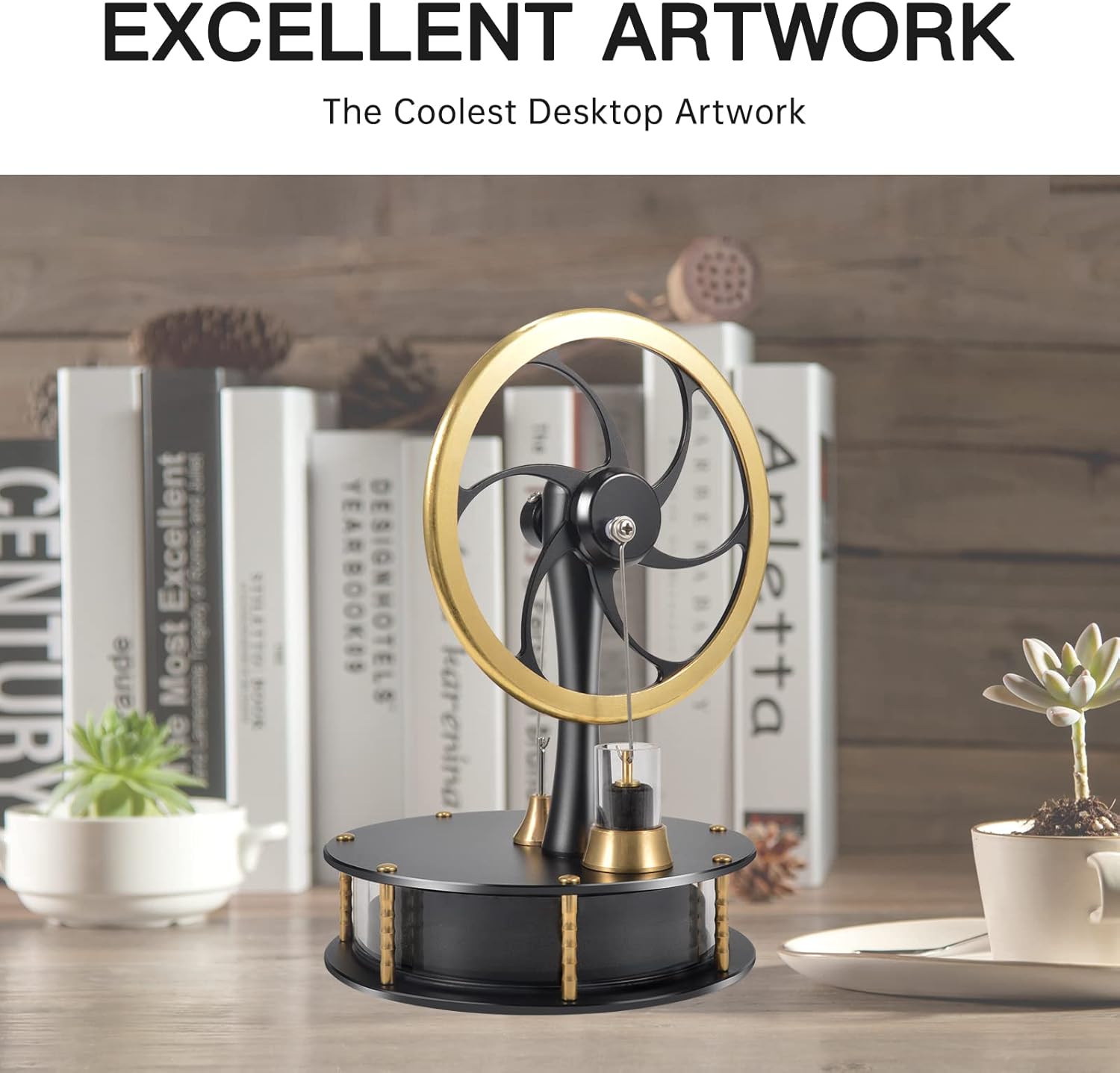 Low Temperature Stirling Engine Classroom Teaching Stirling Engine Kit Steam Heat Educational Model Brass Aluminum Stirling Engine-HZZ92 Pro Black