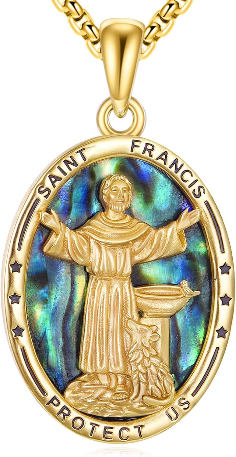 925 Sterling Silver Religious Medal St Michael St Raphael Memento Mori Santa Muerte Pendant Necklace Jewelry Gifts for Men Women