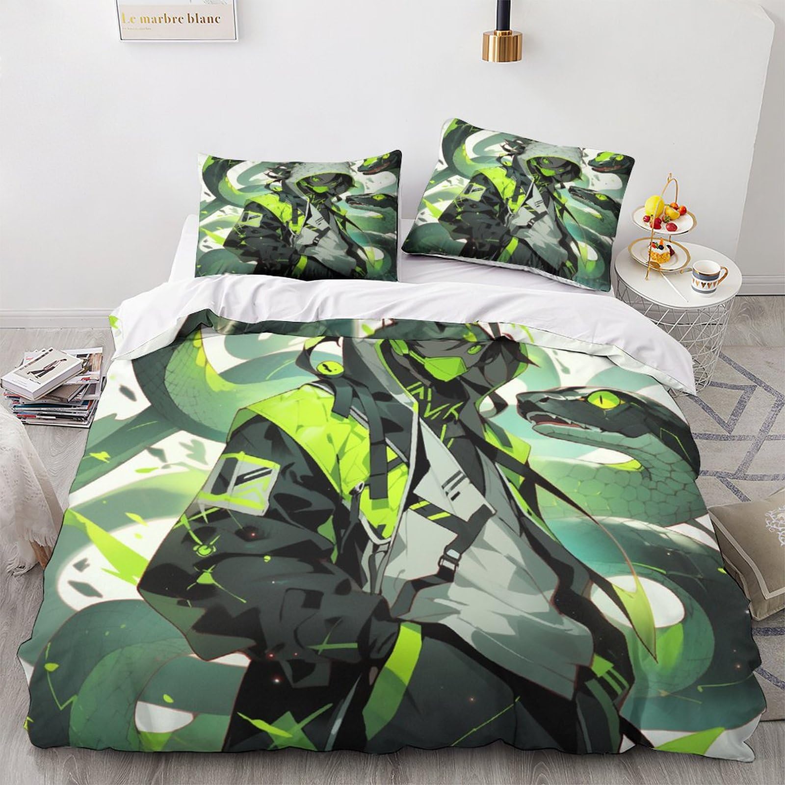 Housse de couette avec fermeture éclair parure de lit double serpent 3D