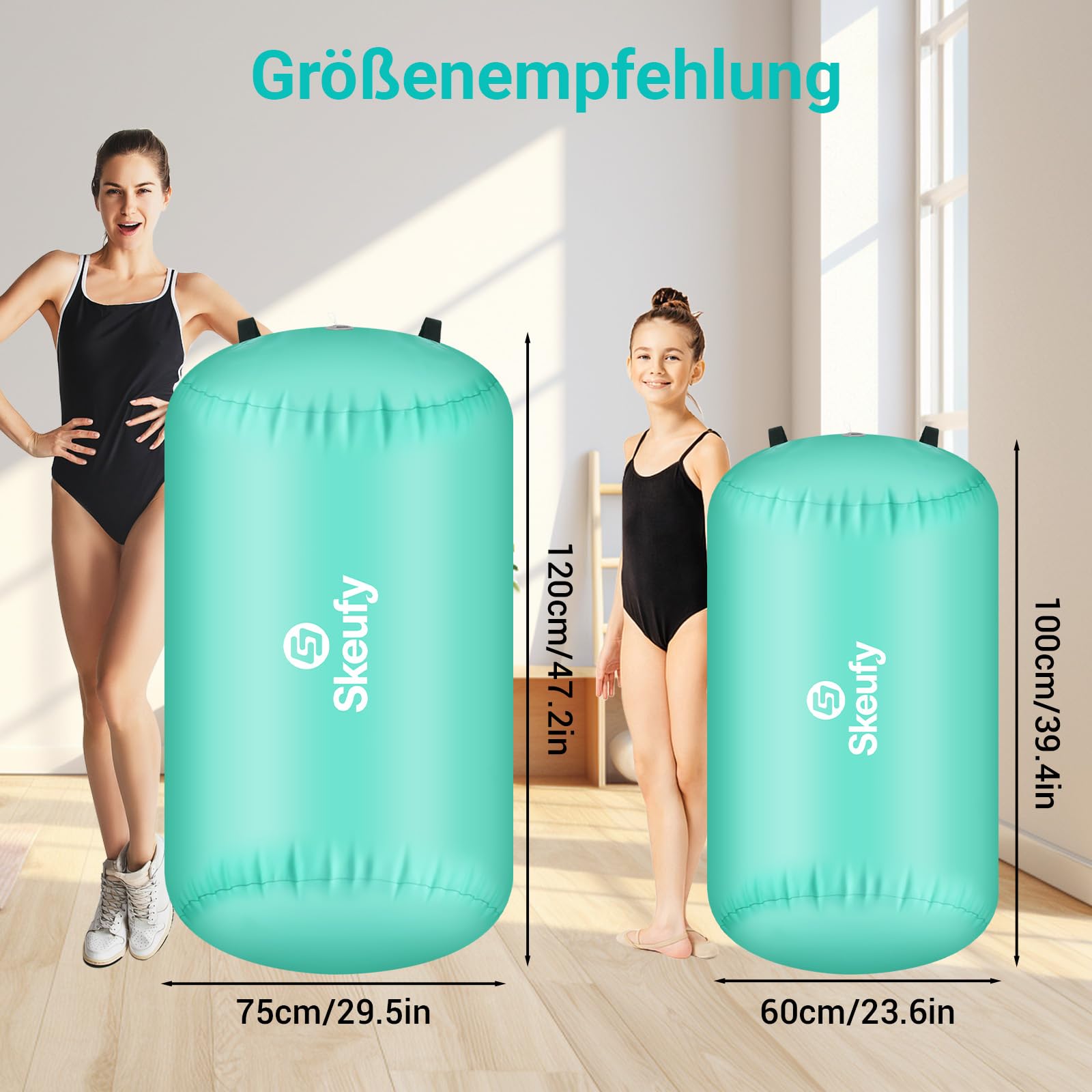 Skeufy Air Matte Track, Inflable Yoga Air Matte Roll con Bomba Eléctrica, Rodillo de Aire Airroll Air Roller Esterilla de Gimnasia