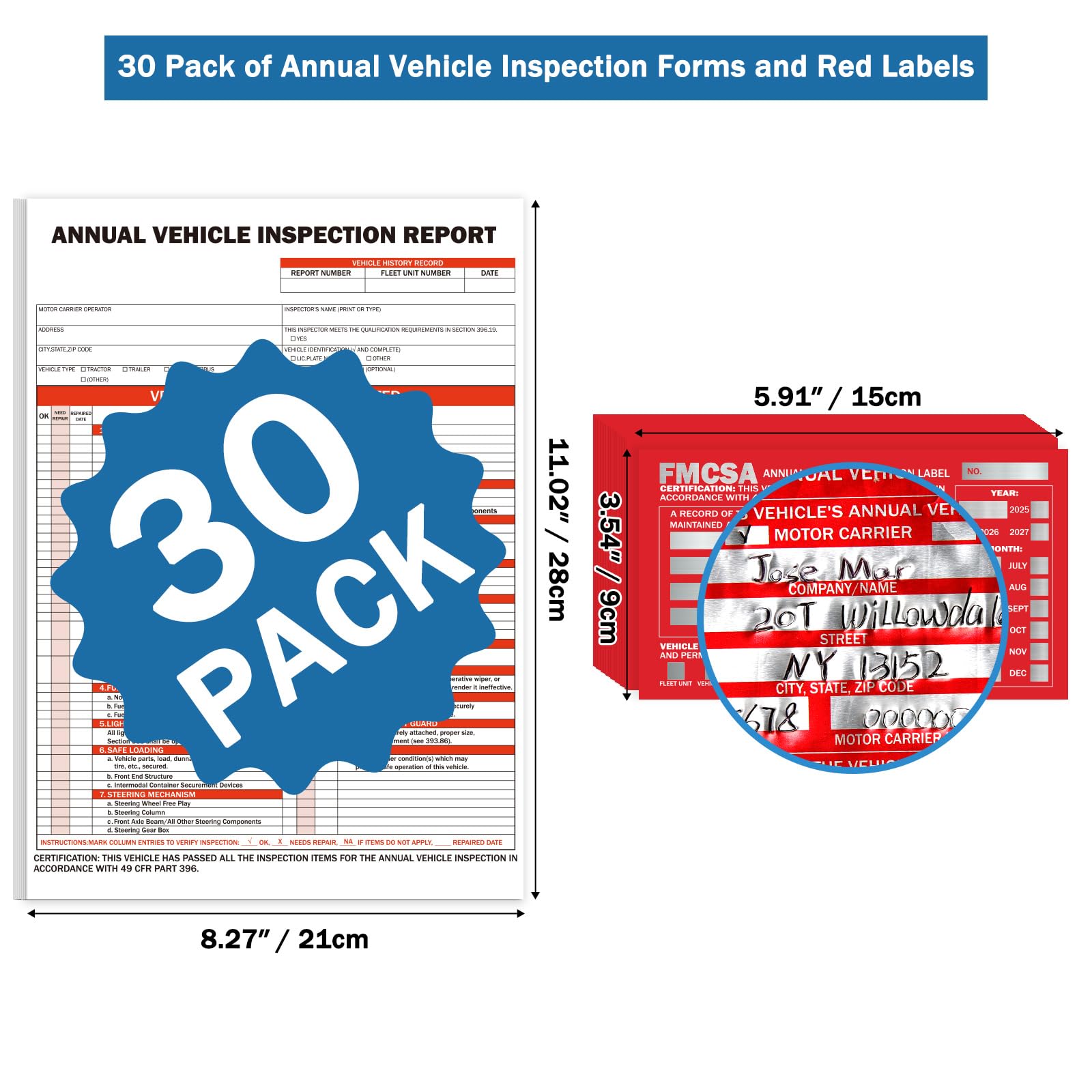 Fmcsa Annual Inspection Sticker DOT Annual Vehicle Inspection Forms ...