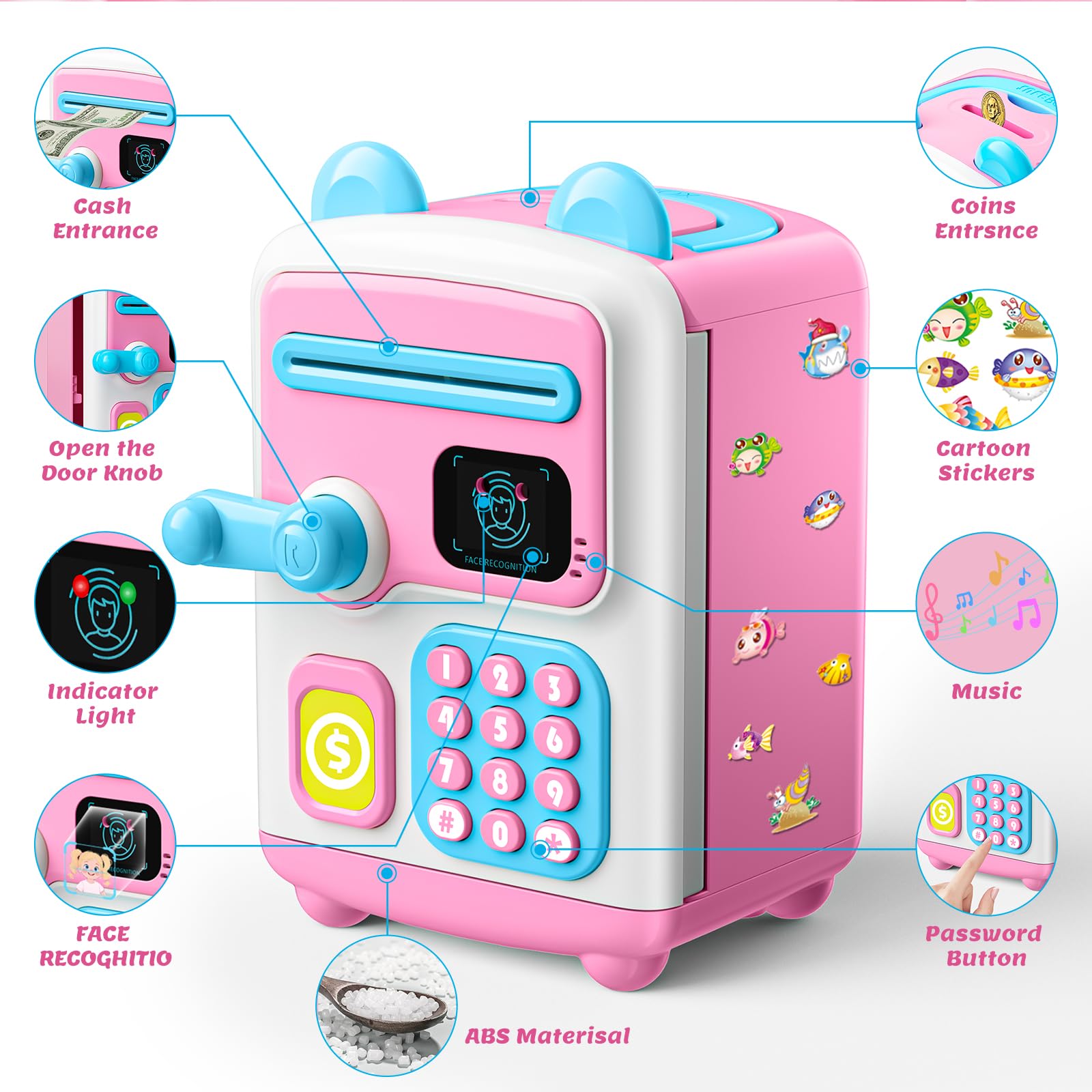 小物・アクセサリー password Rock Bank Amazon.com: 【Upgraded】 Piggy Bank, Face ID Password Unlocking