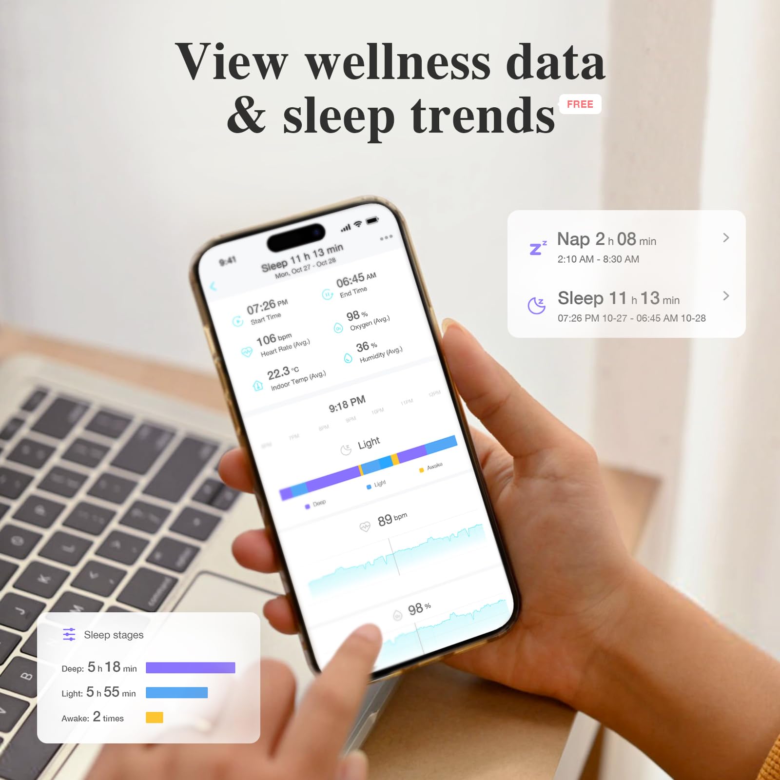 Sense-U Smart Sock Shoe 2 Moniteur bébé longue portée avec station de base – Suivi de la fréquence cardiaque et du sommeil avec capteur de pied PPG transmissif, pour 1 à 18 mois