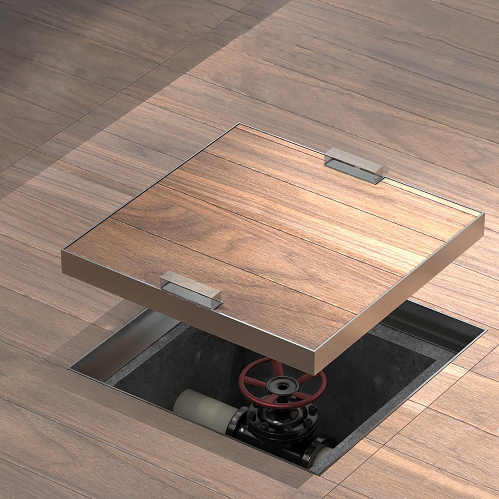 Tapa de tanque séptico con asa retráctil de 30x60 cm y marco para registro de pozo empotrado