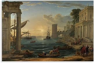 The Embarkation of The Queen of Sheba by Claude Lorrain Poster Print for Teen Boys Room Wall Art Canvas Painting Print Unframe-style 24x36inch(60x90cm)