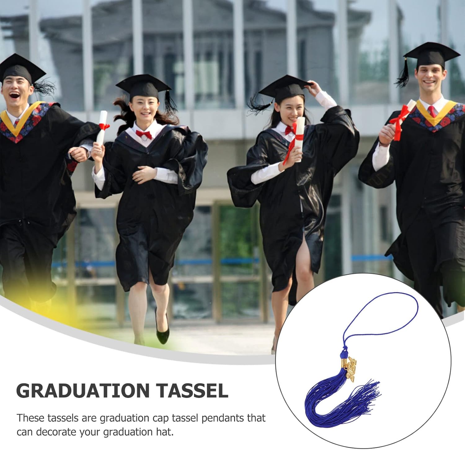EXCEART 12Pcs 2024 Graduation Tassels Academic Graduation Hat Tassel with 2024 Charms 2024 Graduation Ceremonies Party Supplies (Blue)