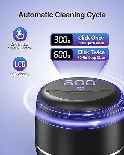 Miniatura 4 de Limpiador ultrasónico de retenedores, máquina limpiadora de dentaduras postizas de 48 kHz con temporizador digital de modo dual para aparatos