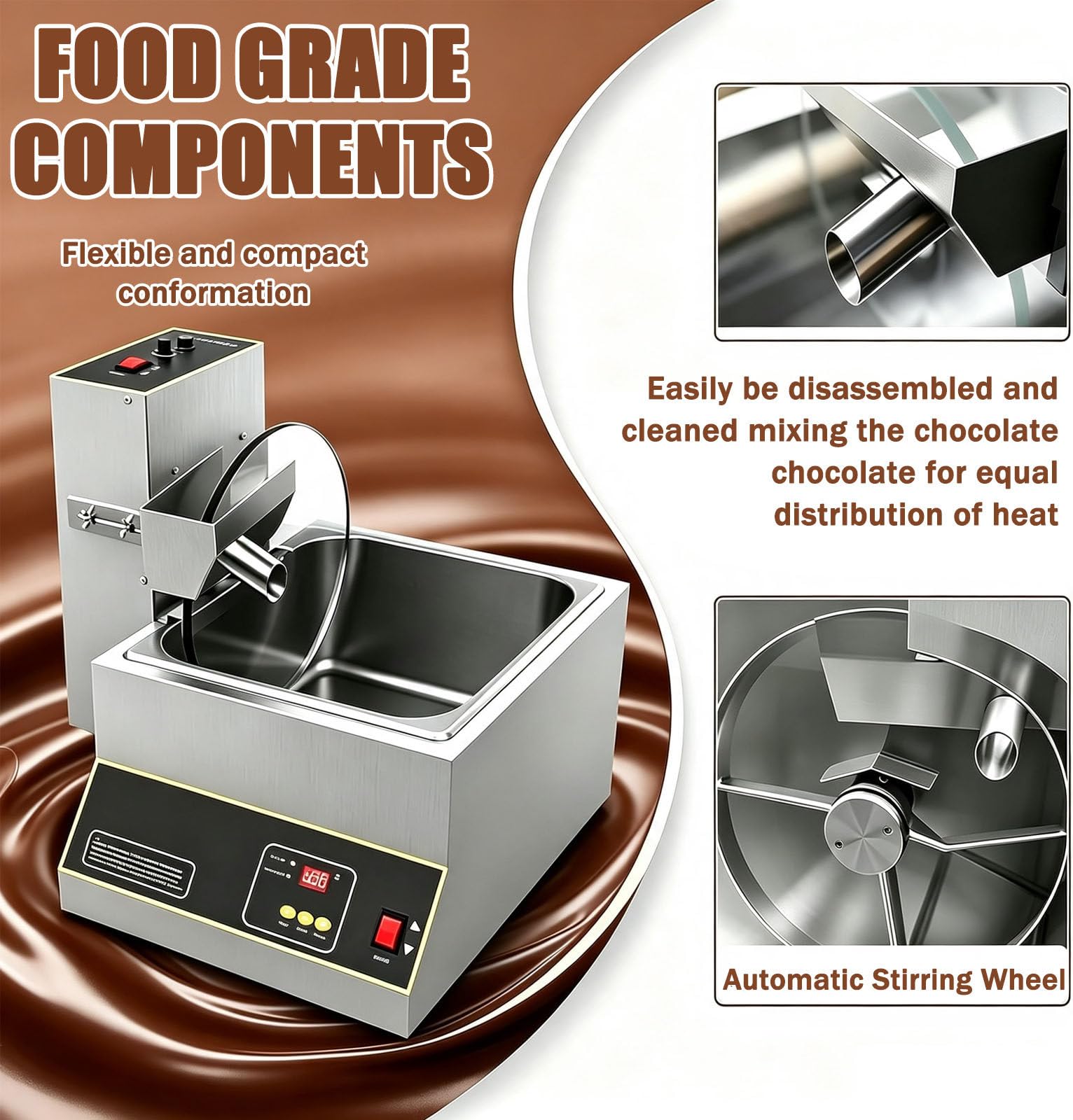 Schokoladenschmelzmaschine – Gerät zum Schmelzen, Rühren, Gießen und Überziehen; gewerblicher Schokoladenwärmer (auch für Fondue/Brunnen geeignet) 12kg