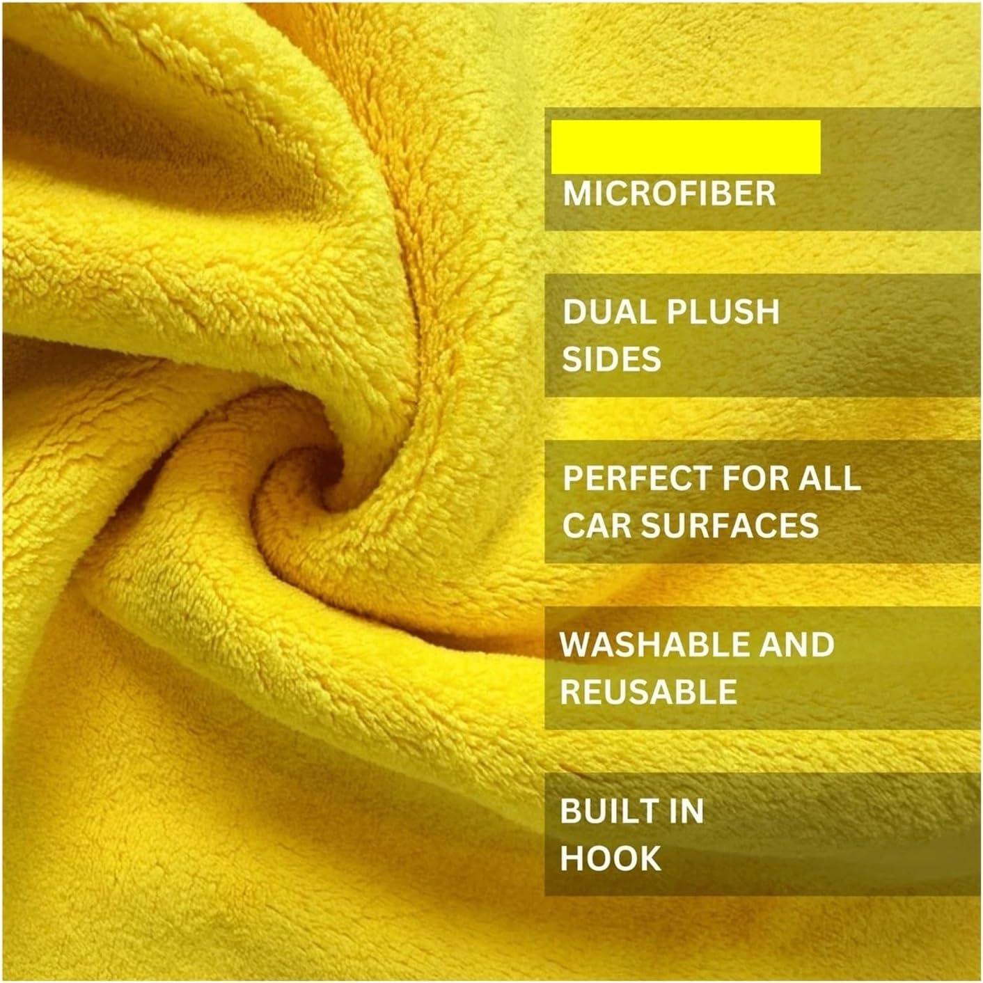 6 PCS 600GSM Microfiber Car Cleaning Cloths - Professional Car Wash Towels for Wiping and Drying