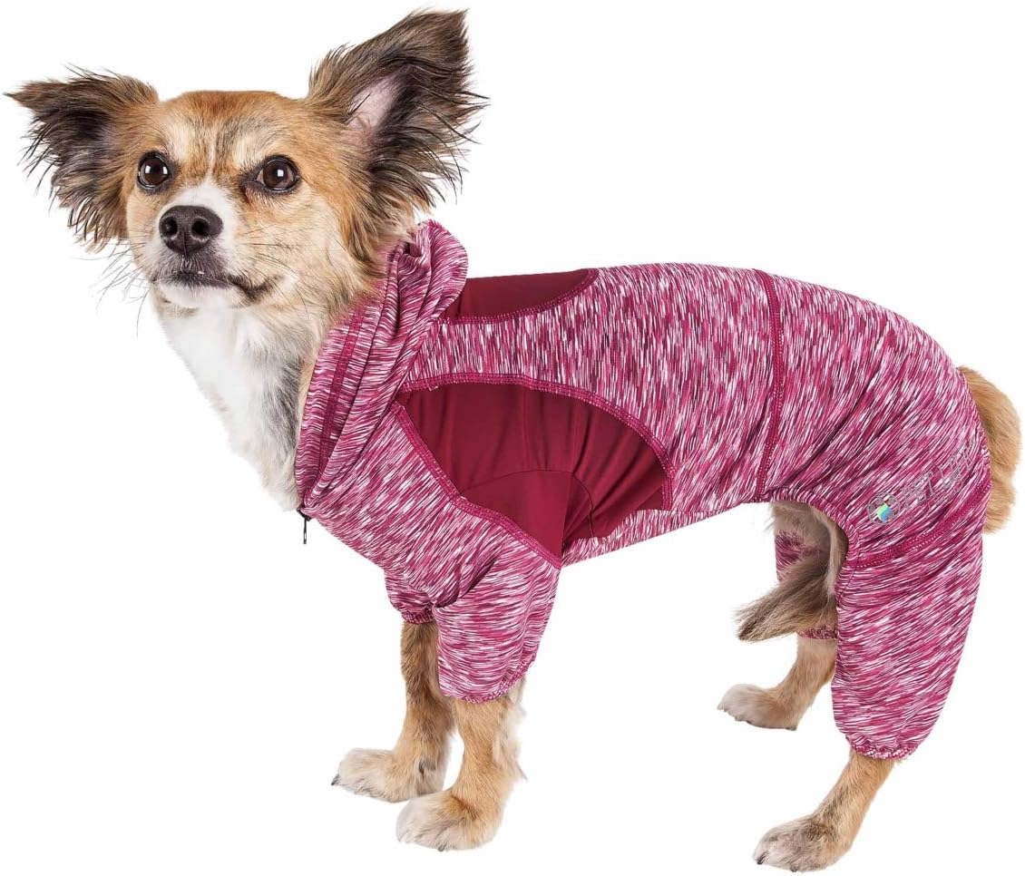 212 Main Active Downward Dog Heathered Performance 4-Way Stretch Two-Toned Full Body Warm Up Hoodie Burgundy - Extra Small